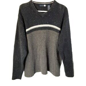 Unbranded Mens Large Sweater Pullover VNeck RAMIE Acrylic WOOL Nylon Color Block